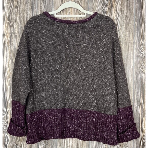 River Road Sweater Womens L Lambs Wool Brown/Burgundy Boxy Fit Cozy Cabincore - Picture 5 of 12